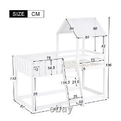 3FT Kids Wooden Bunk Bed Loft Bed Treehouse Mid Sleeper Cabin Bed White QD