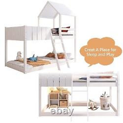 3FT Kids Wooden Bunk Bed Loft Bed Treehouse Mid Sleeper Cabin Bed White QG