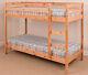 3ft Single Natural Pine Wooden Bunk Bed With 2 X Sprung Flex Mattresses