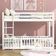 3ft Single Bunk Bed With Ladder Kids Twin Sleeper Solid Pine Wood Frame White