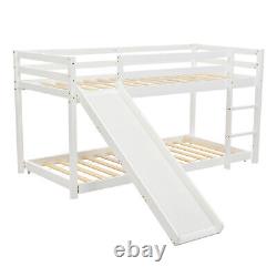 3FT Single Wooden Bunk Bed Kids Sleeper with Slide and Ladder Cabin Bed White