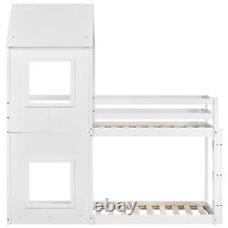 3FT Treehouse Bunk Bed Pine Wood Bed Frame Mid-Sleeper Kids Bed 90x190 cm White