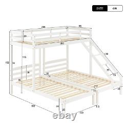 3FT Triple Sleeper Table Ladder Solid Pine Wooden Bunk Bed Children Single White