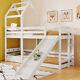 3ft Wooden Slatted Cabin Bunk Bed Tree House With Slide & Ladder Children White