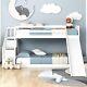 3ft Bunk Bed With Stairs And Slide, Solid Pine Wood Frame, Children Bed White