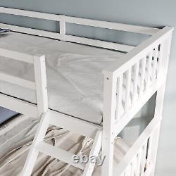 3ft Single 4ft6 Double White Triple Bunk Bed Solid Pine Wood Children Bed Frame
