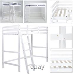 3ft Single Bed frame Wooden Bunk Beds with Stairs White Wood Kids Childrens Bed