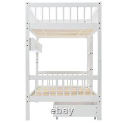 3ft Single Bed frame Wooden Bunk Beds with Storage White Wood Kids Childrens Bed