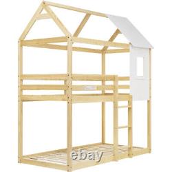 3ft Single Bunk Beds Cabin Treehouse Wooden Bed Frame Canopy for Kids Toddlers