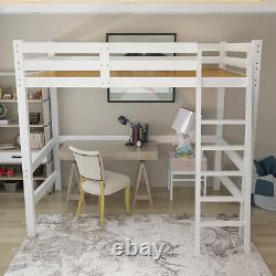 3ft Single Loft Bed High Sleeper Cabin Bed Pine Wood Bunk Bed Frame Furniture
