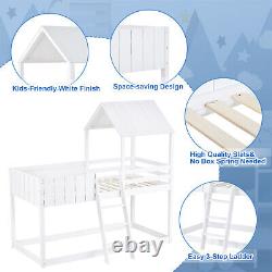3ft Single Treehouse Bed Wooden Frame Bunk Bed Cabin Kids Children Sleeper White