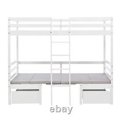 3ft Wooden Storage Bed Frame Bunk Beds Kids Loft Bed High Sleeper with Desk Chairs