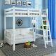 97cm Single Wooden Loft Bed Space-saving Bed Frame High Sleeper Bunk Bed White