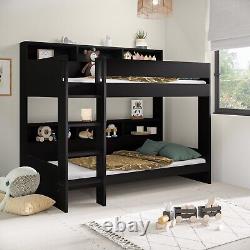 Black Bunk Bed with Storage Shelves Aire AIR003