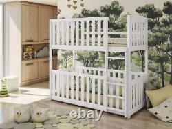 Brand New Modern Pine Kids Cot Bunk Bed Konrad in White