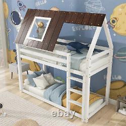 Bunk Bed 3ft Single Wooden Treehouse Bed Cabin Loft Bed Frame Kids High Sleeper