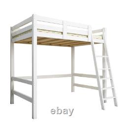 Bunk Bed High Sleeper Solid Pine Wood Bed Frame Slats Childrens Kids Single 3FT