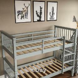 Bunk Bed High Sleeper Solid Wood Frame Slats Childrens Kids Single 3FT Grey