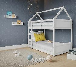 Bunk Bed House Cabin Single Mid Sleeper Kids Unit Wooden Ladder 3FT Single