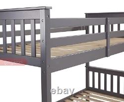 Bunk Bed Kids Wooden Single Bed Frame 3FT Mattress Bunkbeds Childrens Sleeper