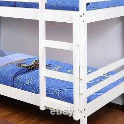 Bunk Bed Wooden Frame Only in White 3ft With Modern Design Single Bed