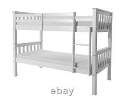 Bunk Bed Wooden Solid Wood Bedstead Twins Porto For Teens Adults Kids White