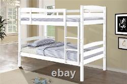 Bunk Bed Wooden Solid Wood Bedstead Twins Tripoli For Teens Adults Kids White