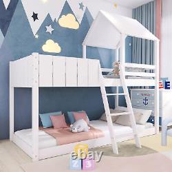 Bunk Beds 3FT Treehouse Loft Bed Kids Mid-Sleeper Cabin Bed White Pine Wooden