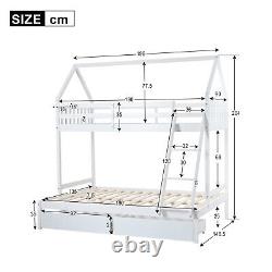 Bunk Beds 3ft Single 4ft6 Double Bed Kids High Sleeper Pine Wooden Bed Frame QF