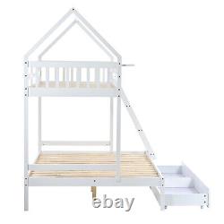 Bunk Beds 3ft Single 4ft6 Double Bed Kids High Sleeper Pine Wooden Bed Frame QH
