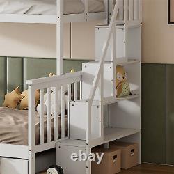 Bunk Beds with Trundle 3ft Single 4ft6 Double Wooden Bed Frame Kids Toddler Bed