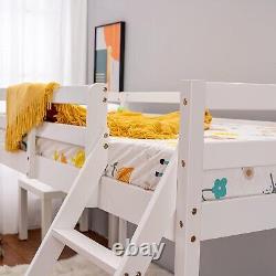 Cabin Bed Kids Bunk Beds Mid Sleeper Loft Bed Single Childrens Pine Wooden Frame