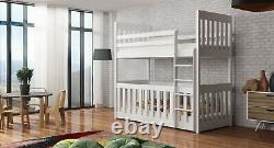 Children Wooden Pine Bunk Bed Cris with Cot Bed 3 Colours & Mattresses Available
