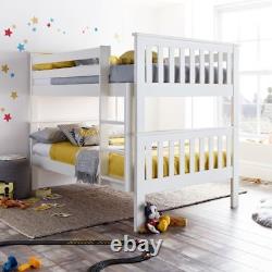 Children's Bunk Bed, Oslo White Wood Quadruple Sleeper Single 4 Mattress Options