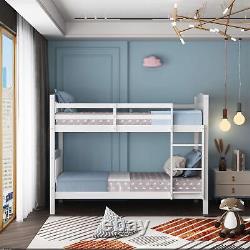 Childrens Bunk Bed White Pine Single Wooden Slats Kids Bedroom Furniture Single