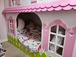 Custom Kids Girls House Bunk Bed & 1 Full Size Mattresses