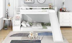 Double 3FT Single Wooden Bunk Beds Cabin Bed Kids Sleeper with Slide & Ladder BT