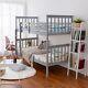 Double Bunk Bed For Kids Children 3ft Single Solid Wooden Bed Frame Grey