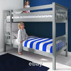 Double Bunk Beds For Kids Children 3ft Single Pine Wood Bed Frame With Mattress