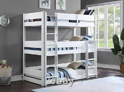 Grey Sleepland 3 Bed Bunk Beds Single Wooden Triple Sleeper 3 Tiers New