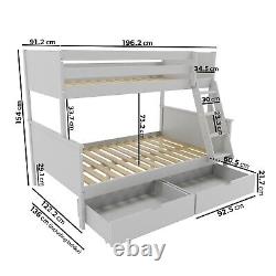 Grey Wooden Triple Sleeper Bunk Bed with Storage Drawers Parker PAR002
