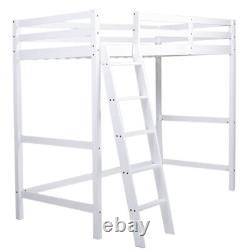 High Sleeper Cabin Bed with Ladder Solid Wooden Loft Bunk Bed White Kids Adult