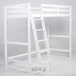 High Sleeper With Ladder Single Loft Bunk Bed Frame White Wooden Sleeping Bed