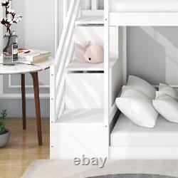 High Sleeper Wooden Bunk Bed with Slide and Storage Stairs 3FT Single Bed Frames