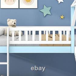 High Sleeper Wooden Bunk Bed with Slide and Storage Stairs 3FT Single Bed Frames