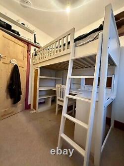 High sleeper cabin single bunk bed / wardrobe desk + Ikea mattress VGC