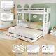 Kids 3ft Single Bed Frame Wooden Triple Bunk Beds Drop Down Bed With Drawers Qf