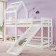 Kids Bunk Bed 3ft Single Pine Bed Frame High Sleeper Bed With Slide Ladder Ql