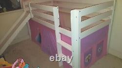 Kids Bunk Bed 3FT Wooden Bed Frame, Mid Sleeper with Slide & Ladder Cabin Bed