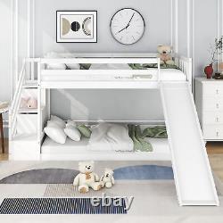 Kids Bunk Bed High Sleeper Bed with Slide Ladder 3FT Single Pine Bed Frame White